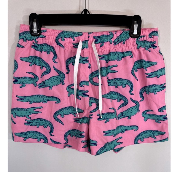 chubbies Other - Chubbies Pink Alligator Print Elastic‎ Waist Swim Trunks Men's Med Tropical NWOT